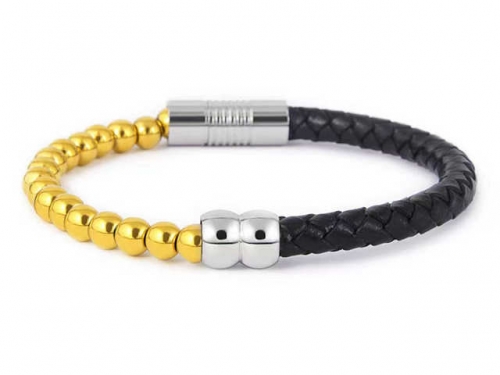BC Jewelry Wholesale Leather Bracelet Stainless Steel And Leather Bracelet Jewelry SJ85B2976