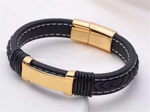 BC Jewelry Wholesale Leather Bracelet Stainless Steel And Leather Bracelet Jewelry SJ85B2851