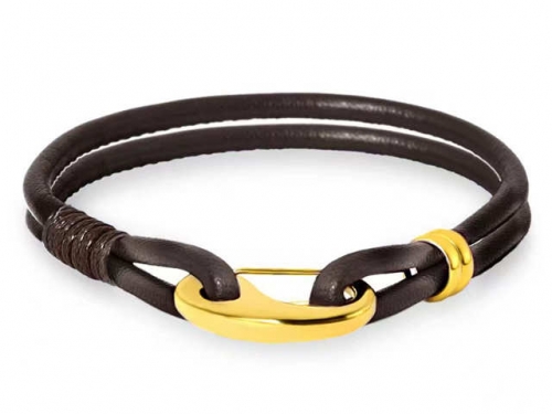 BC Jewelry Wholesale Leather Bracelet Stainless Steel And Leather Bracelet Jewelry SJ85B2954