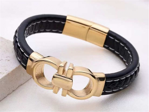 BC Jewelry Wholesale Leather Bracelet Stainless Steel And Leather Bracelet Jewelry SJ85B2863