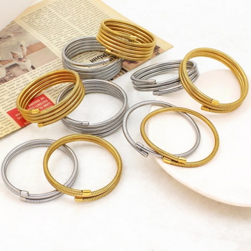 Stainless Steel Spring Multi-Layer Stacked Bracelet Stainless Steel Simple Ring Bracelet Jewelry Wholesale SJ145BYS858