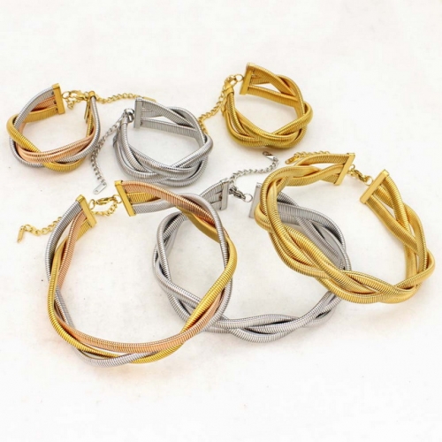 Stainless Steel Three-Layer Twist Bracelet Necklace Set Fashionable Titanium Steel Women'S Jewelry Wholesale SJ145NYS867