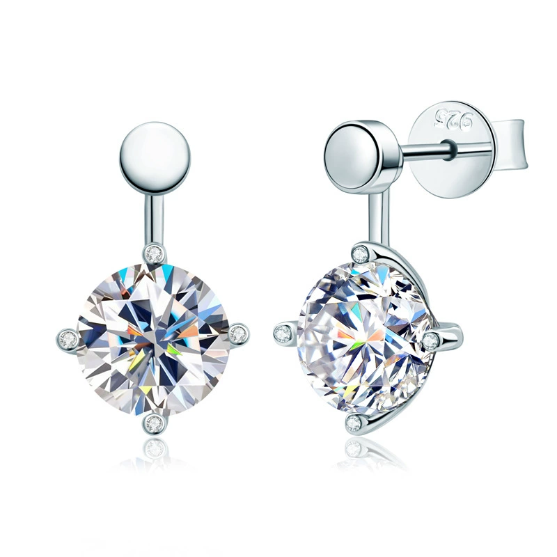 925 Sterling Silver Earrings Moissanite 2 Carat Earrings Fashion Ladies Earrings Wedding Jewelry Wholesale