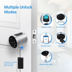 BLE APP Rond Knob Fingerprint Biometric Smart Door Lock Cylinder