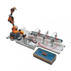Automatisierte Teileverteilung und -entladung in der Produktionslinie. Ausbildungsausrüstung. Mechanik-Schulungsausrüstung