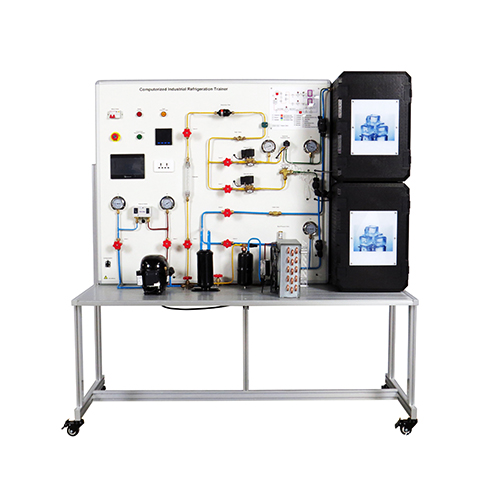 Instrutor de refrigeração industrial computadorizado Equipamento de treinamento vocacional Equipamento didático de refrigeração para laboratório