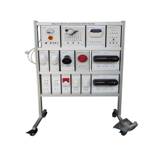 Alarme anti-intrusão por ônibus, banco didático, equipamento didático, equipamento para treinamento profissional, equipamento para treinamento em construção.