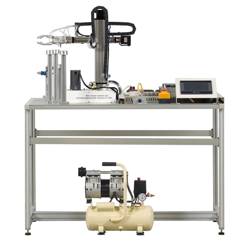 Robô de treinamento com PLC Siemens S7-1200, equipamento didático para formação profissional, equipamento para treinamento em mecatrônica.