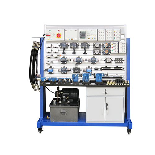 Equipamento didático para treino eletro-hidráulico com PLC, equipamento para ensino profissional, equipamento para treino em mecatrónica.