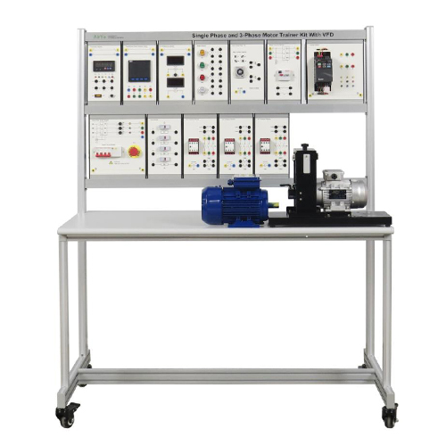 Kit de formação para motores monofásicos e trifásicos com variador de frequência (VFD) - Equipamento educativo para escolas - Pacote de instrução para laboratório de instalações elétricas
