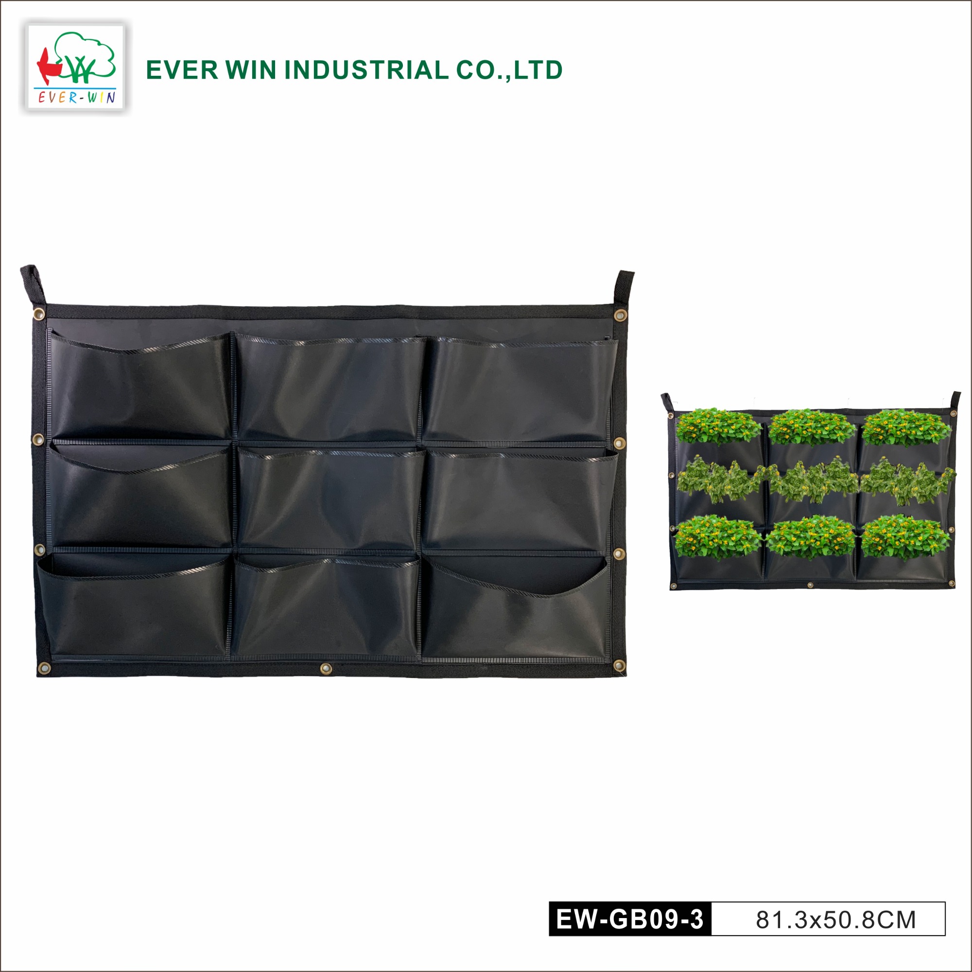 Vertical hanging outdoor wall flowerpot