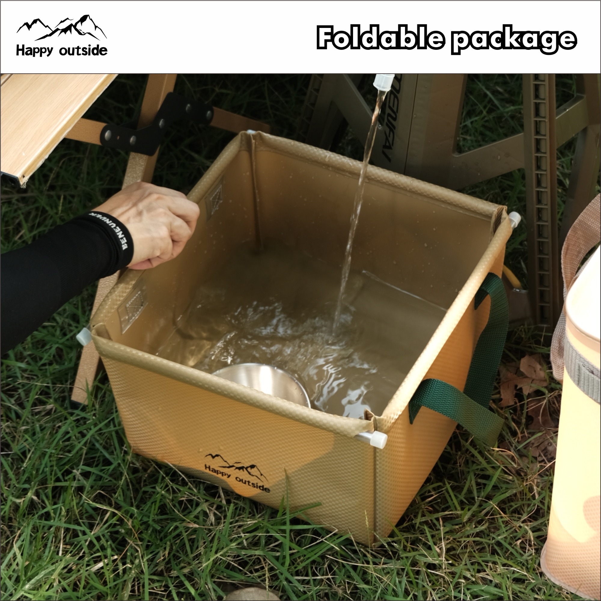 Happy outside Foldable birdbine Portable Travel bucket Travel Wash Basin Camping car wash vegetables laundry basin