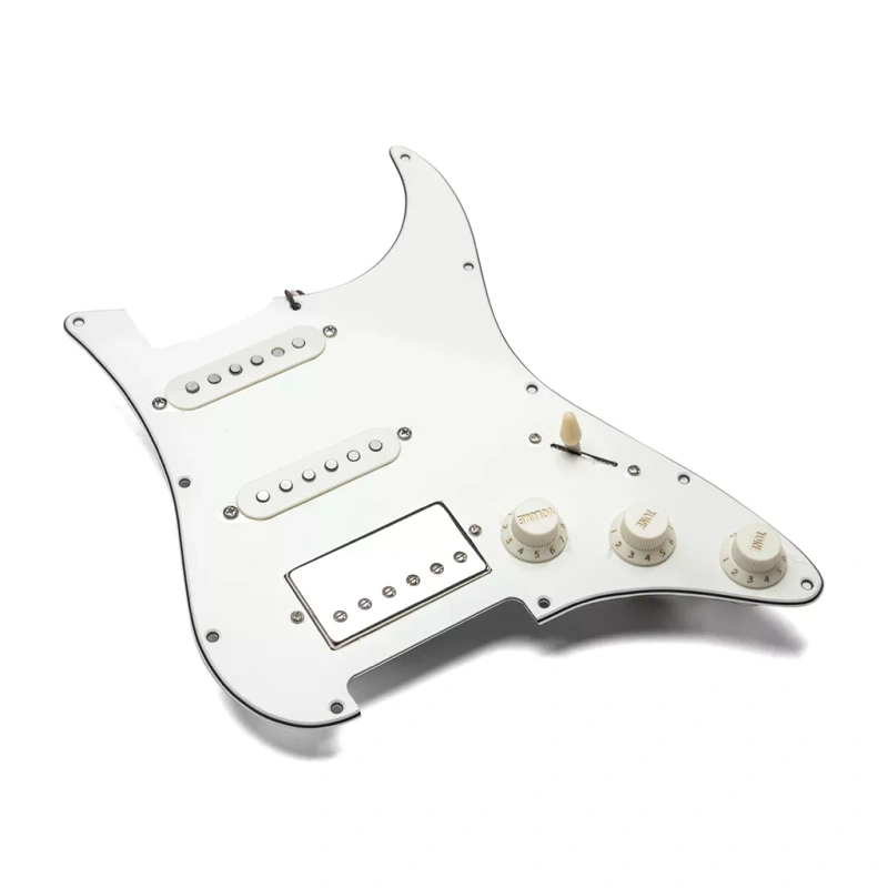 Custom Made Electric Guitar Prewired HSS Pickguard with vintage wiring and hand wound vintage pickups CTS pots White