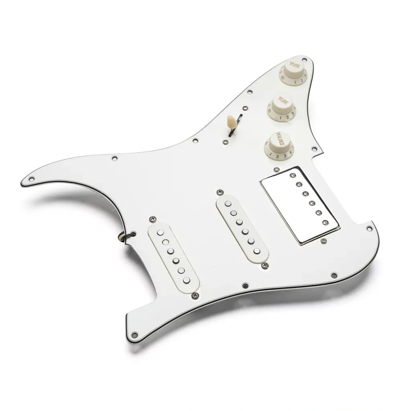 Custom Made Electric Guitar Prewired HSS Pickguard with vintage wiring and hand wound vintage pickups CTS pots White