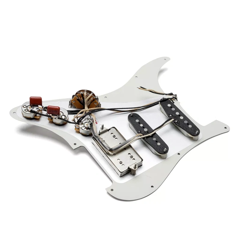 Custom Made Electric Guitar Prewired HSS Pickguard with vintage wiring and hand wound vintage pickups CTS pots White