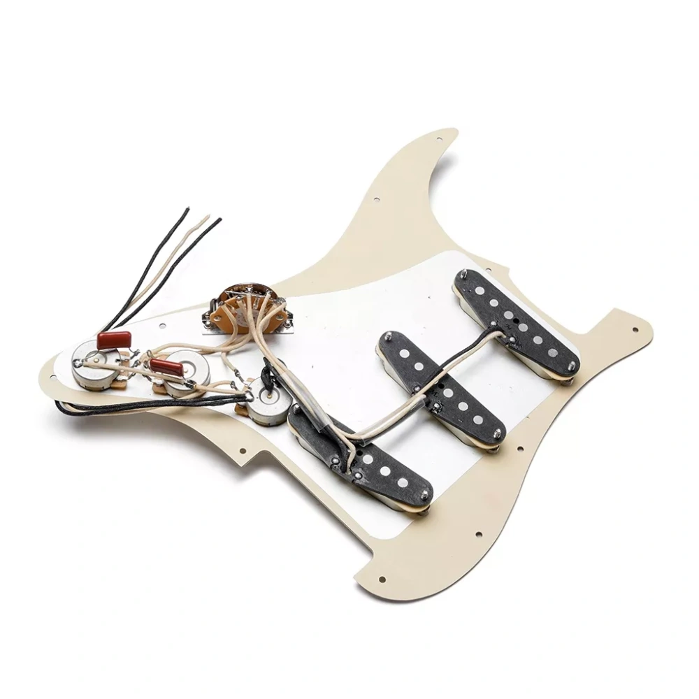 Loaded Stratocaster Electric Guitar Prewired SSS Pickguard with vintage wiring and hand wound vintage pickups CTS pots White