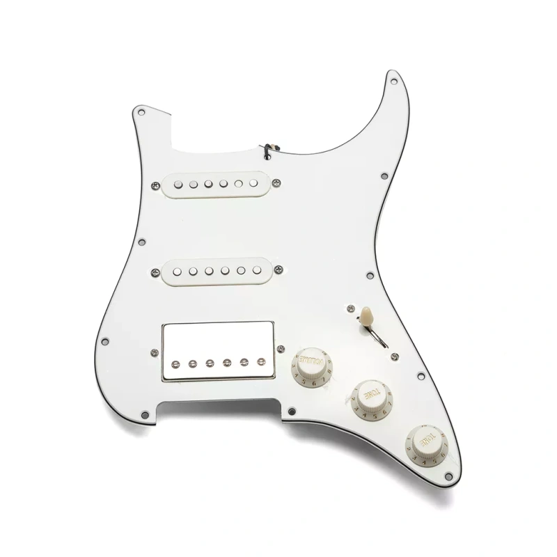 Custom Made Electric Guitar Prewired HSS Pickguard with vintage wiring and hand wound vintage pickups CTS pots White