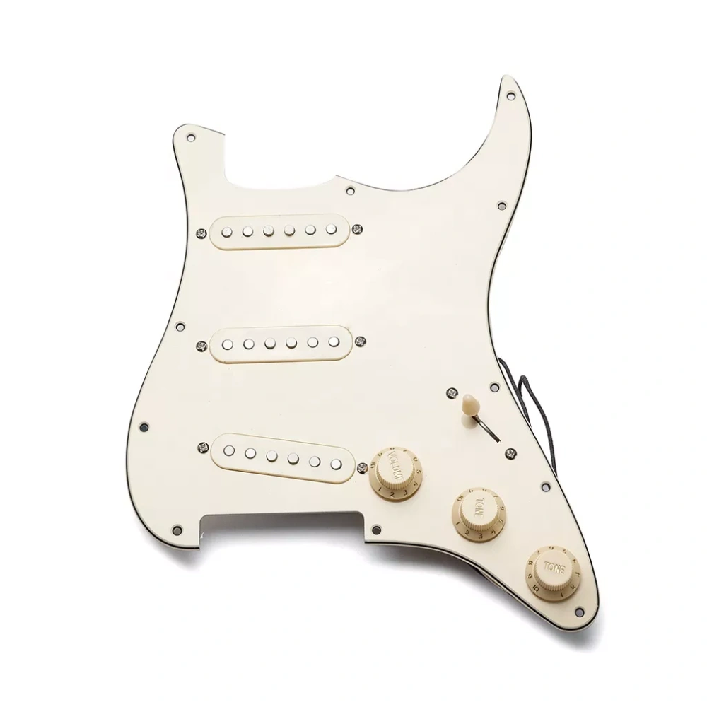 Loaded Stratocaster Electric Guitar Prewired SSS Pickguard with vintage wiring and hand wound vintage pickups CTS pots White