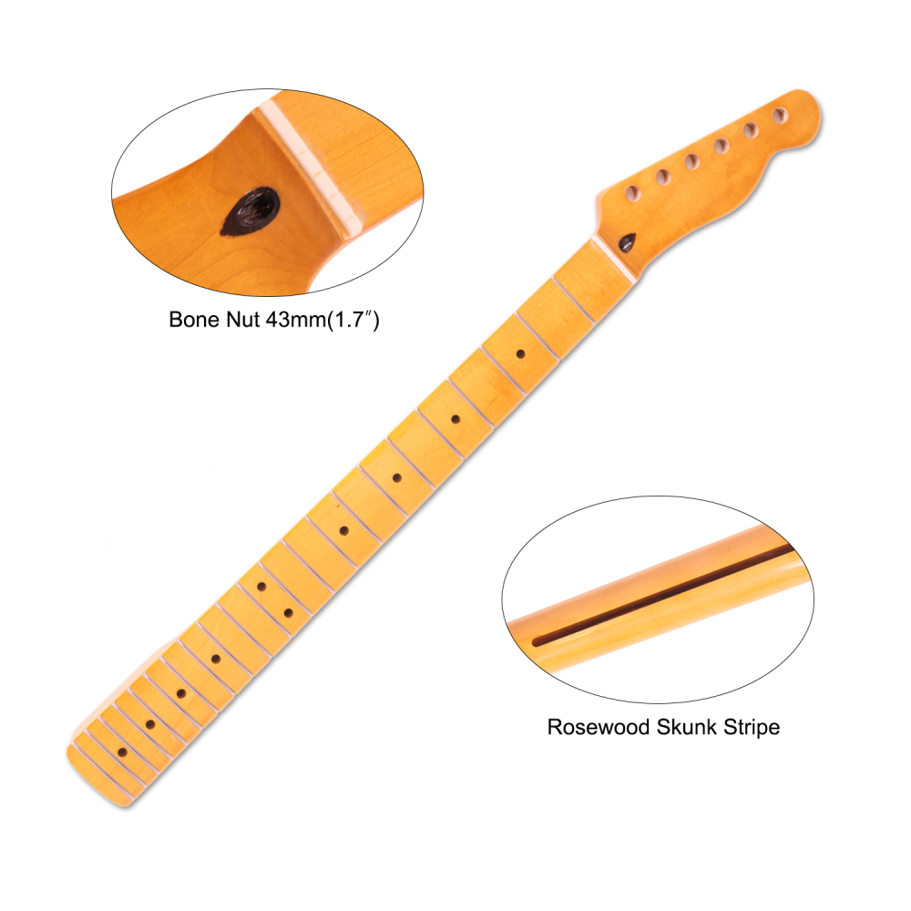 Telecaster Guitar Neck Hard Maple Neck 9.5" Radius 10 mm Holes 22 Frets Gloss Finish