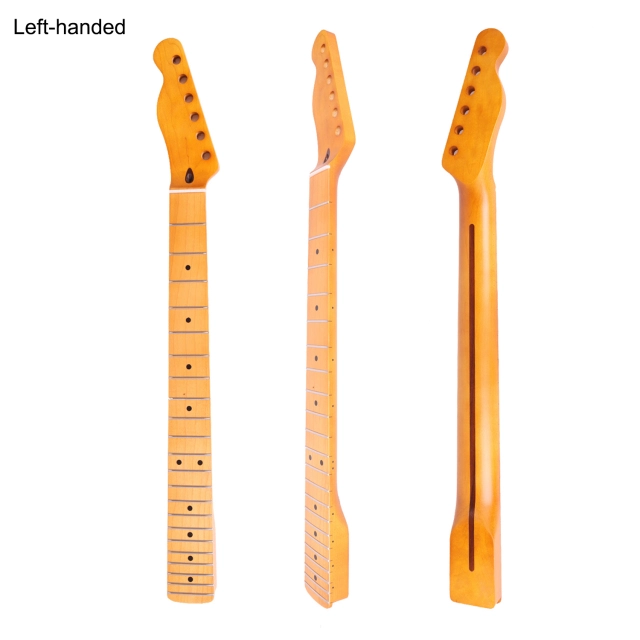 Lefthanded Telecaster Guitar Neck Maple Neck 9.5" Radius 10 mm Holes 22 Frets Satin Finish