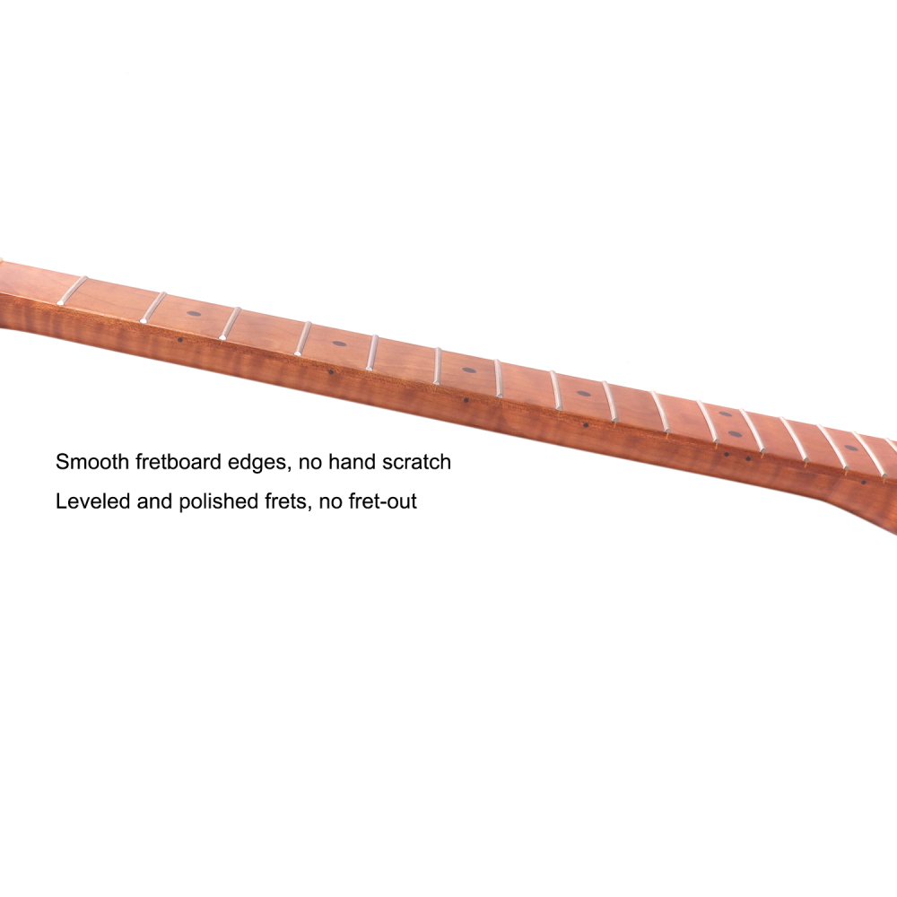 Premium Stratocaster Guitar Neck AAAAA Roasted Canadian Flame Maple Fretboard 9.5" Radius 10 mm Holes 22 Frets Satin Finish Master Build