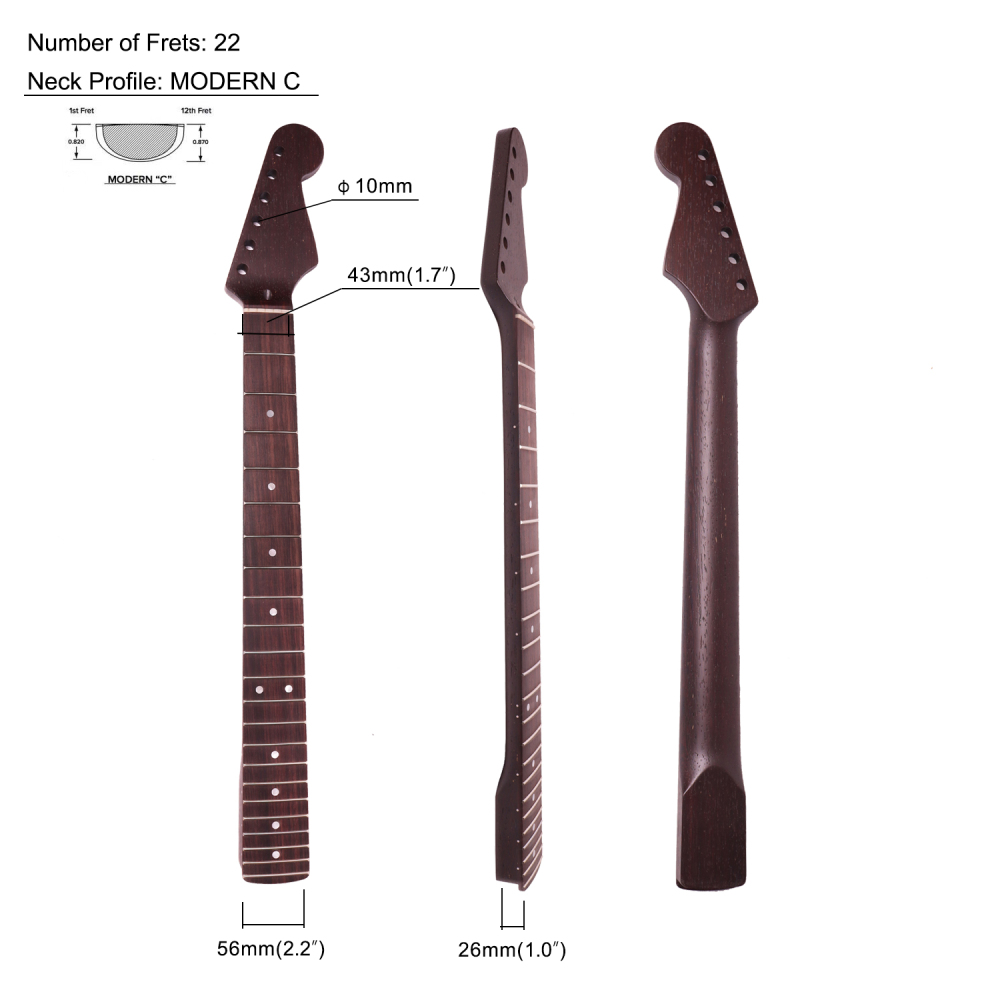 Premium Stratocaster Quarter Sawn Black Wenge Guitar Neck Rosewood Fretboard 9.5" Radius 10 mm Holes 22 Frets Satin Finish Master Build