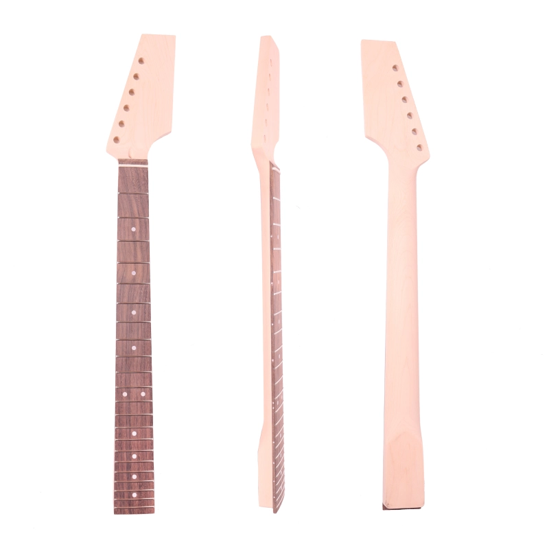 Pedal Headstock Guitar Neck Rosewood Fretboard Maple Neck 12" Radius 10 mm Holes 22 Frets Unfinished