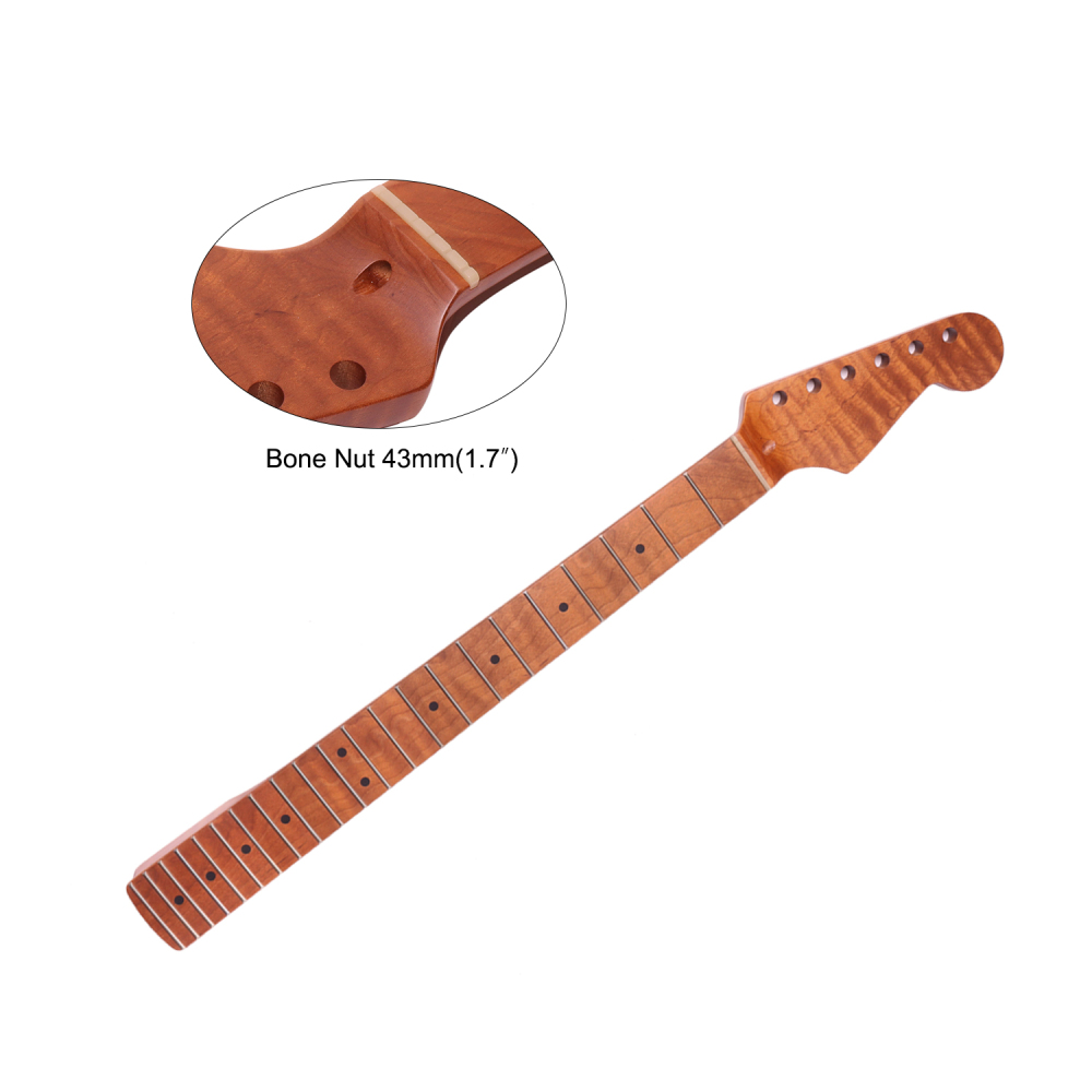 Premium Stratocaster Guitar Neck AAAAA Roasted Canadian Flame Maple Fretboard 9.5" Radius 10 mm Holes 22 Frets Satin Finish Master Build