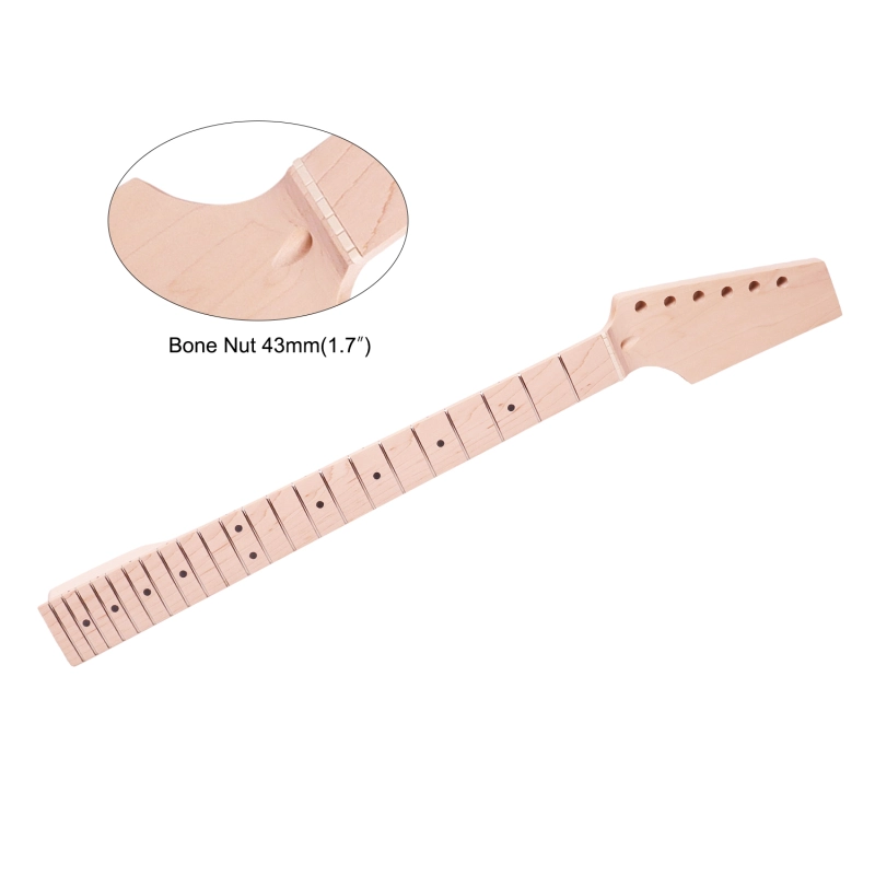 Pedal Headstock Guitar Neck Maple Neck 9.5 Radius 10 mm Holes 22 Frets Unfinished