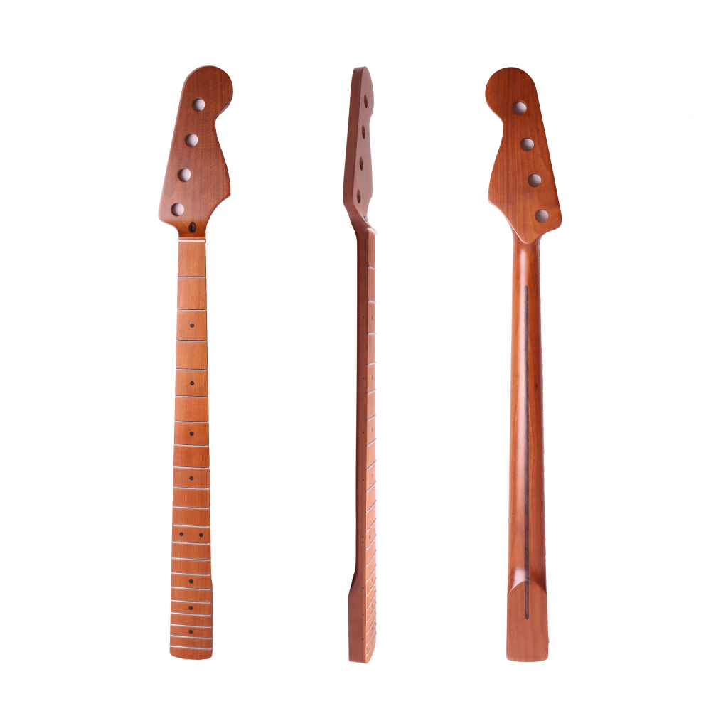 4 Strings Jazz Bass Guitar Neck Roasted Maple Neck 12" Radius 18 mm Holes 20 Frets Satin Finish