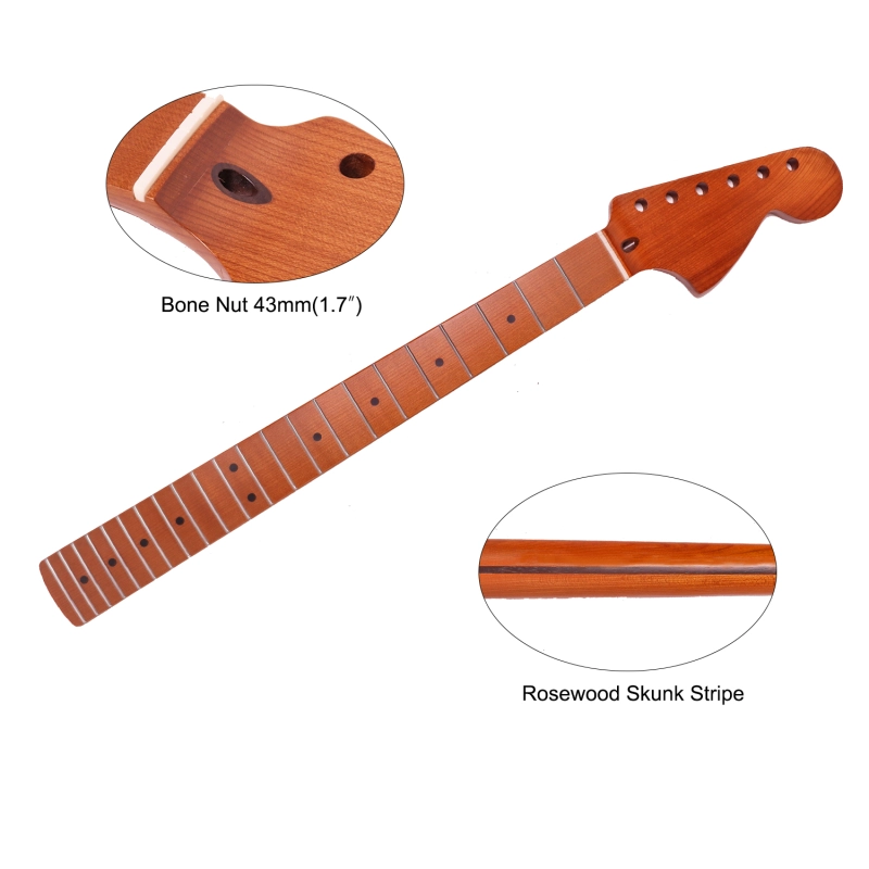 1970 Big Headstock Stratocaster Roasted Maple Neck 12" Radius 10 mm Holes 22 Frets Satin Finish