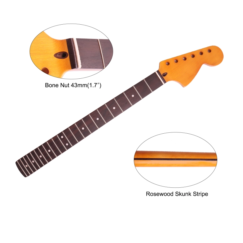 1970 Big Headstock Stratocaster Rosewood Fretboard Maple Neck 12" Radius 10 mm Holes 22 Frets Satin Finish