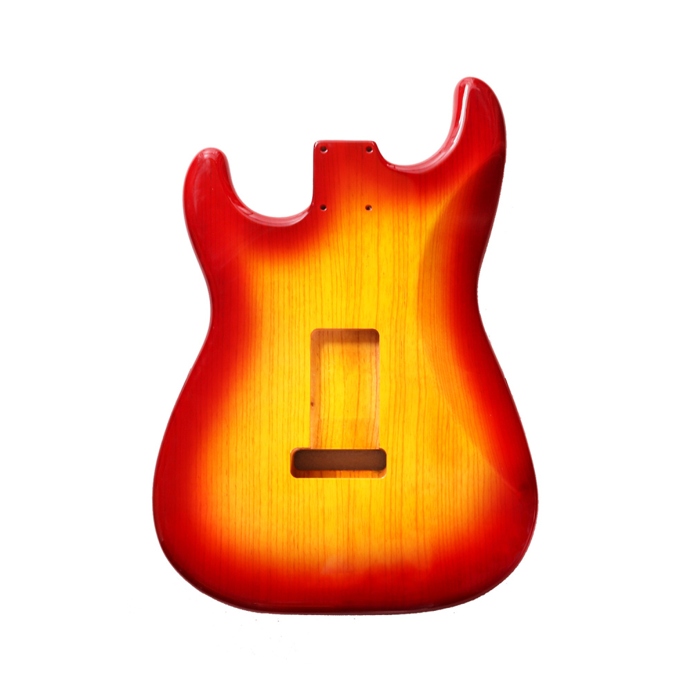 Special Wood Veneer Electric Guitar Body Stratocaster SSS Ash Wood Cherry Sunburst