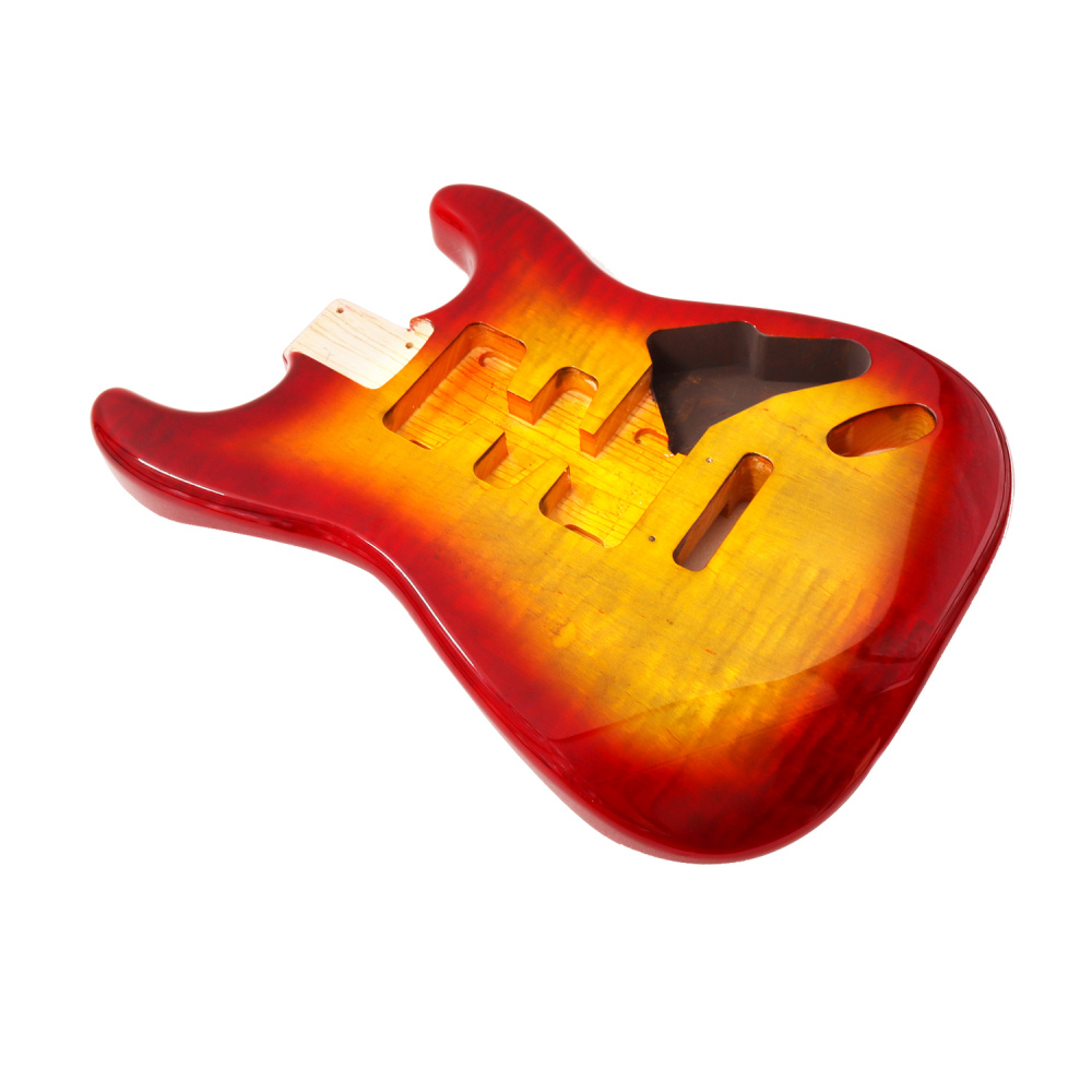 Special Wood Veneer Electric Guitar Body Stratocaster SSS Ash Wood Cherry Sunburst