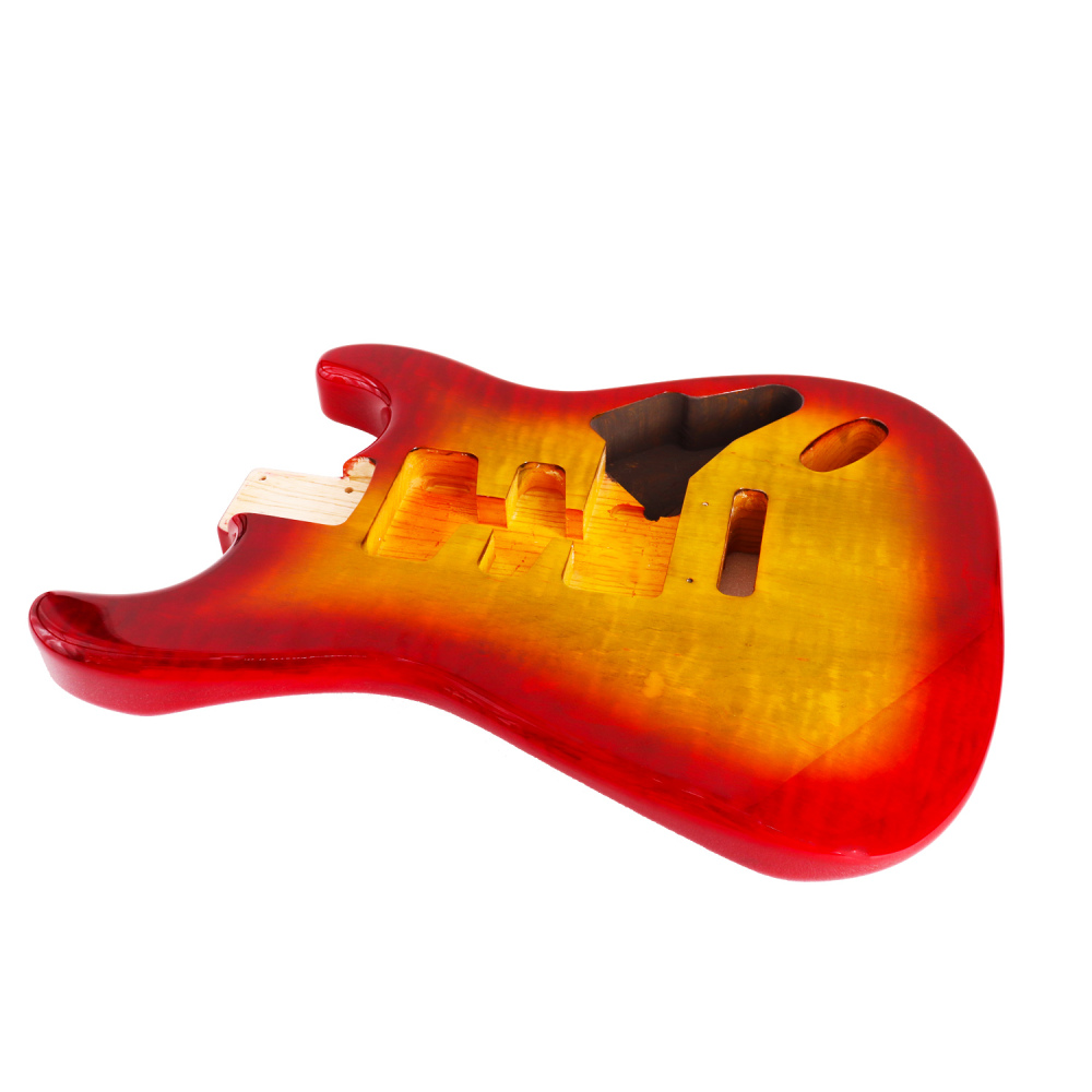Special Wood Veneer Electric Guitar Body Stratocaster SSS Ash Wood Cherry Sunburst