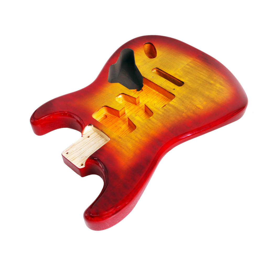 Special Wood Veneer Electric Guitar Body Stratocaster SSS Ash Wood Cherry Sunburst