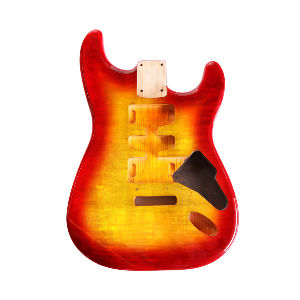 Special Wood Veneer Electric Guitar Body Stratocaster SSS Ash Wood Cherry Sunburst