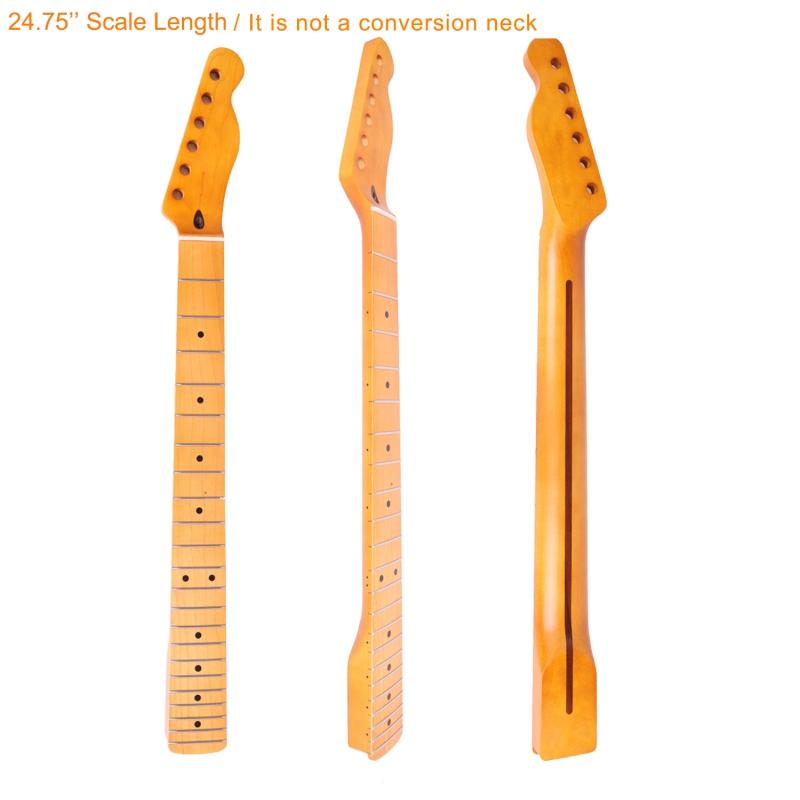 24.75" Scale Length Telecaster Guitar Neck Maple Neck 12" Radius 10 mm Holes 22 Frets Satin Finish
