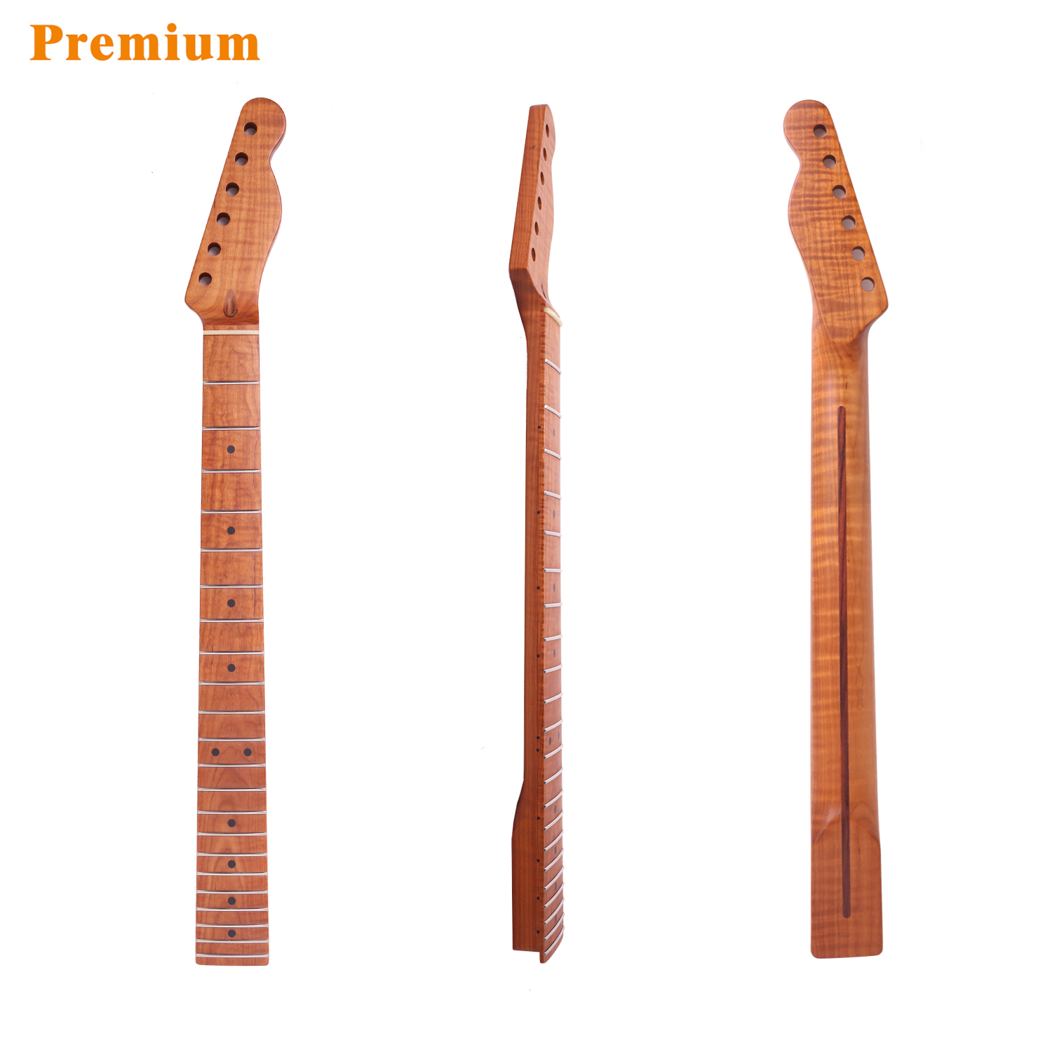 Premium Telecaster Guitar Neck AAAAA Roasted Canadian Flame Maple Fretboard 9.5