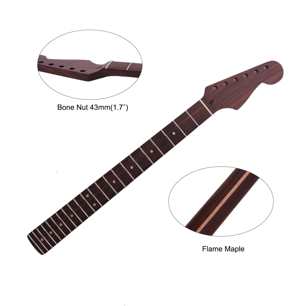 Premium Stratocaster Quarter Sawn Rosewood Guitar Neck Rosewood Fretboard 9.5" Radius 10 mm Holes 22 Frets Satin Finish Master Build