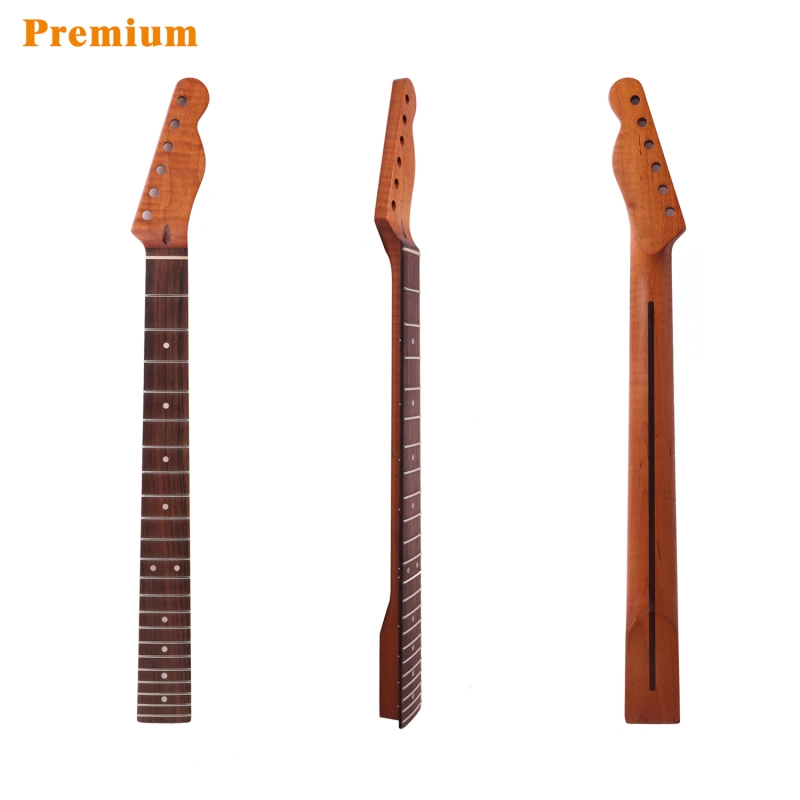 Premium Telecaster Guitar Neck AAAAA Roasted Canadian Flame Maple Fretboard 9.5" Radius 10 mm Holes 22 Frets Satin Finish Master Build