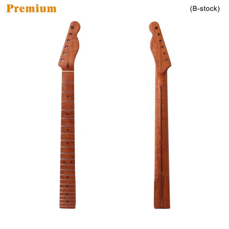 【B-Stock】Premium Telecaster Guitar Neck AAAAA Roasted Canadian Flame Maple Fretboard 9.5" Radius 10 mm Holes 22 Frets Satin Finish Master Build