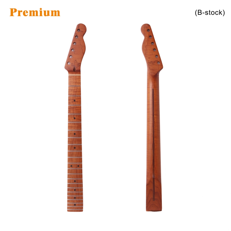 【B-Stock】Premium Telecaster Guitar Neck AAAAA Roasted Canadian Flame Maple Fretboard 9.5" Radius 10 mm Holes 22 Frets Satin Finish Master Build
