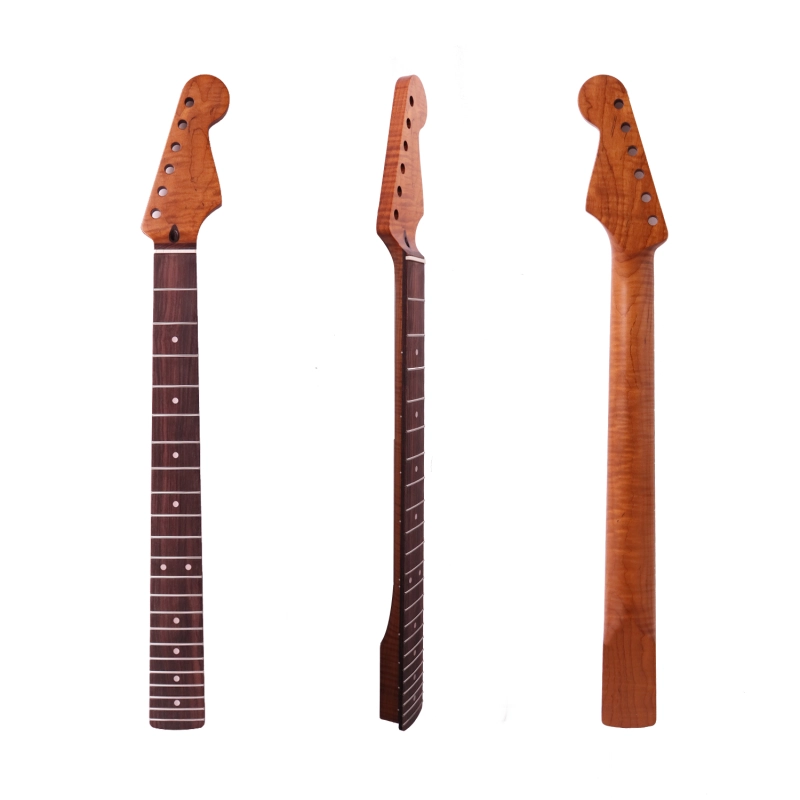 AAAAA Flame Maple  Stratocaster Guitar Neck Rosewood Fretboard Maple Neck 12 Radius10 mm Holes 22 Frets Satin Finish