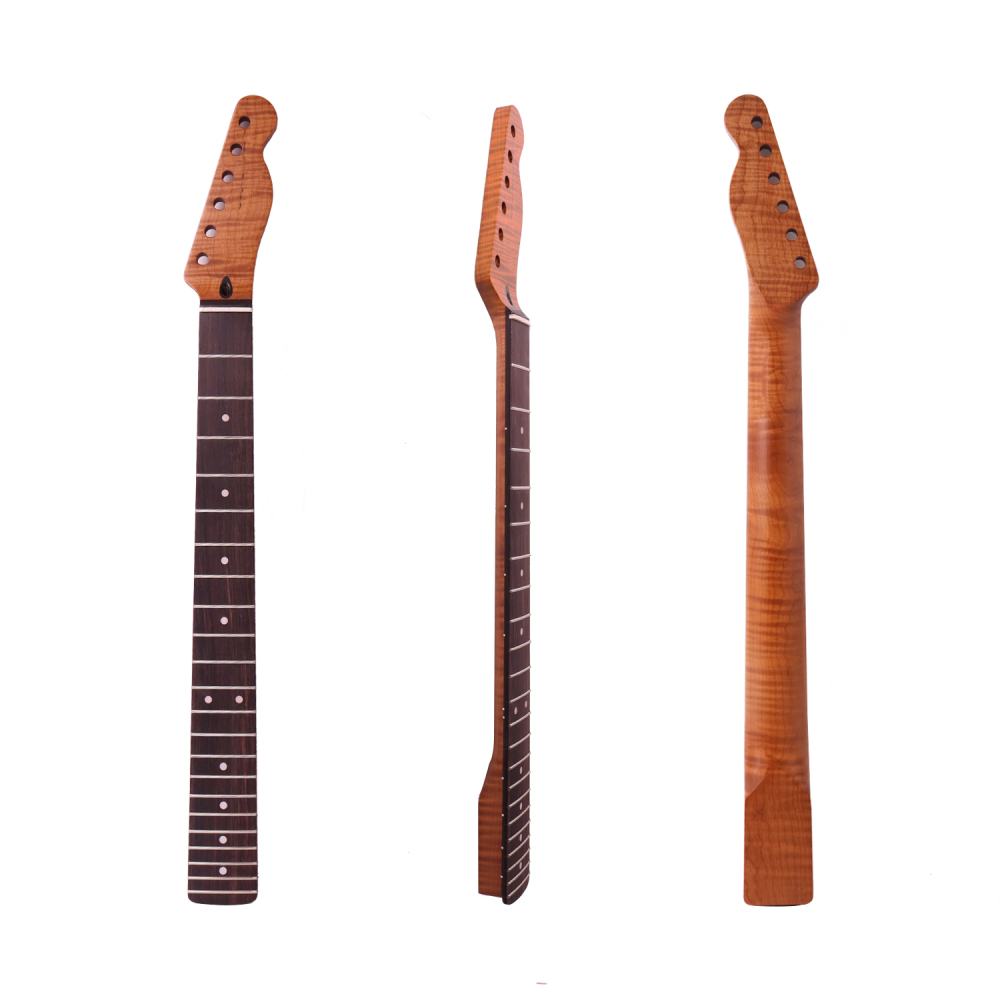 AAAAA Flame Maple Telecaster Guitar Neck Rosewood Fretboard Maple Neck 12 Radius 10 mm Holes 22 Frets Satin Finish