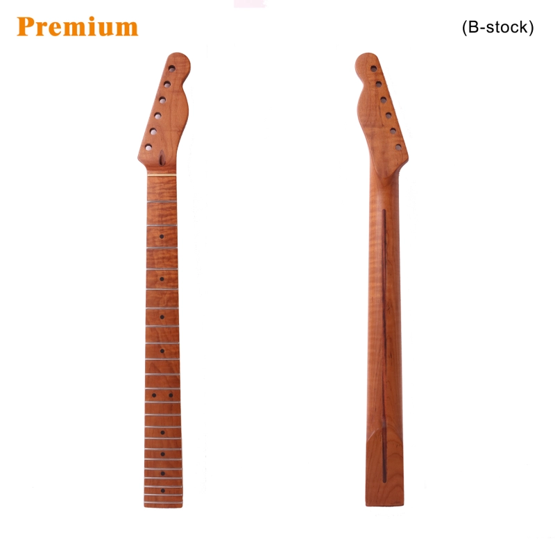 【B-Stock】Premium Telecaster Guitar Neck AAAAA Roasted Canadian Flame Maple Fretboard 9.5" Radius 10 mm Holes 22 Frets Satin Finish Master Build