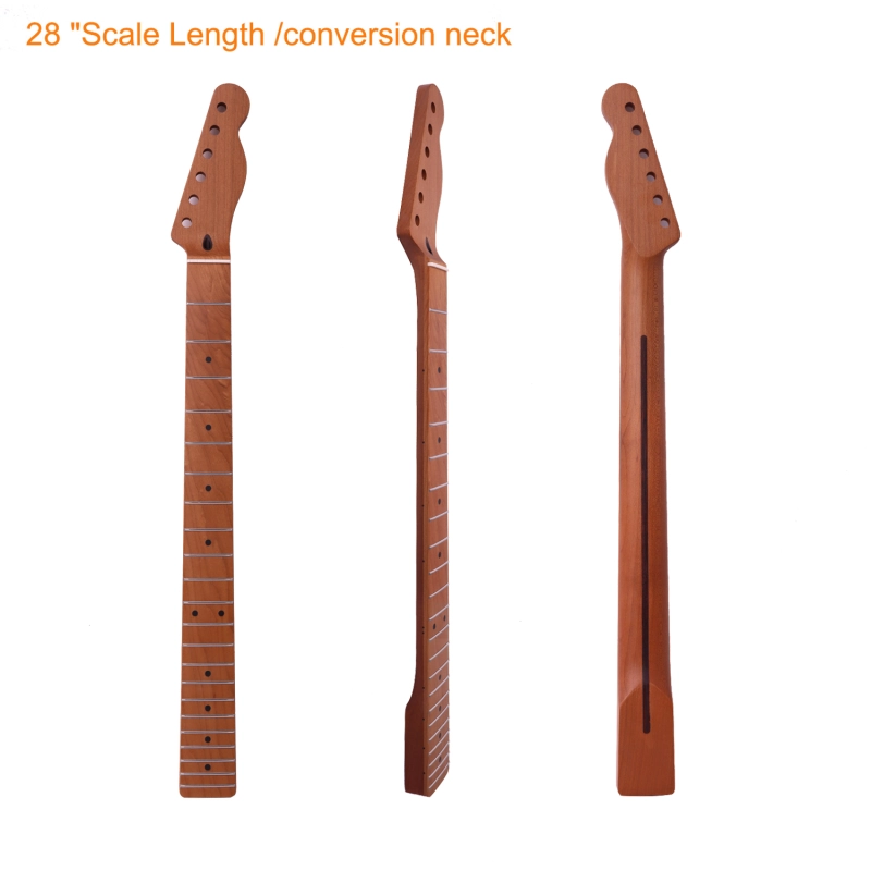 【Conversion】28" Scale Length Telecaster Guitar Neck Roasted Maple Neck 12" Radius 10 mm Holes 22 Frets Satin Finish