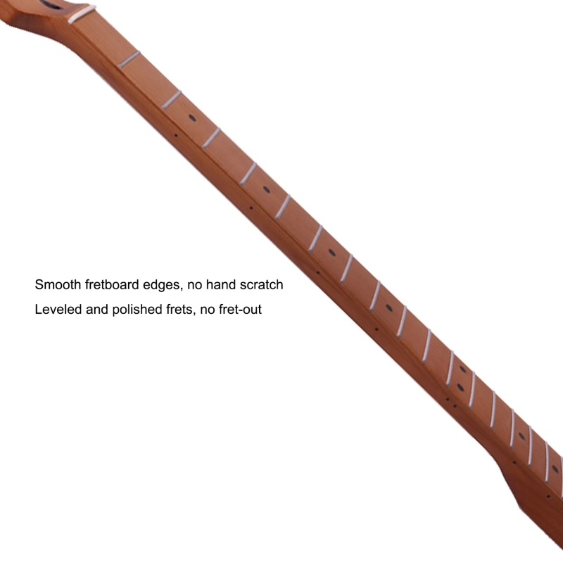 【Conversion】28" Scale Length Stratocaster Guitar Neck Roasted Maple Neck 12" Radius 10 mm Holes 22 Frets Satin Finish