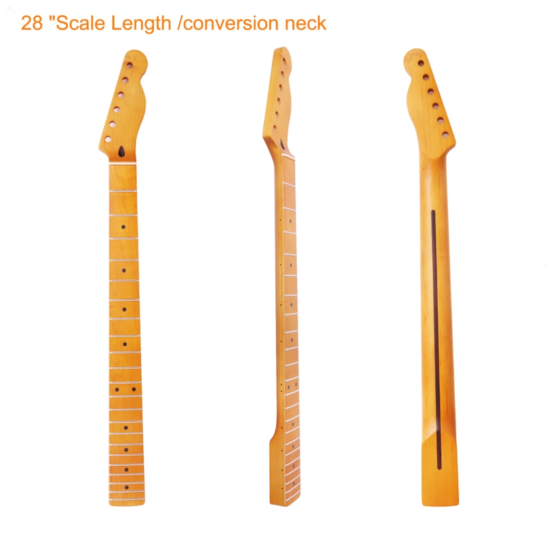 【Conversion】Baritone Neck 28" Scale Length Telecaster  Guitar Neck Canadian Maple Neck 12" Radius 10 mm Holes 22 Frets Satin Finish