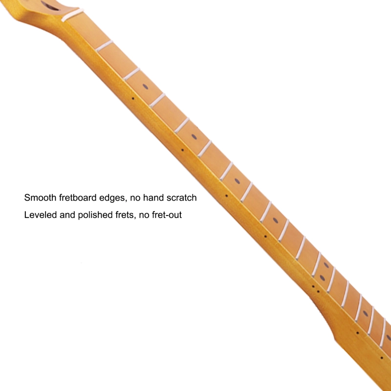 【Conversion】24.75" Scale Length Stratocaster Guitar Neck Maple Neck 12" Radius 10 mm Holes 21 Frets Satin Finish